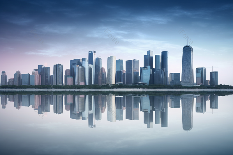 浅蓝色城市建筑繁华高楼商业中心商务城市建筑群楼,高清,摄影图,摄影图片,图片大全,摄影图免费下载